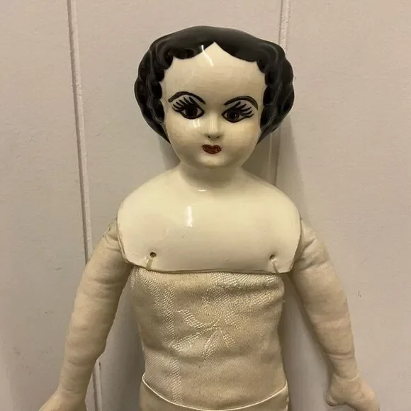 Vintage Antique 1800s Rare Chinese Head Doll 16 Tall With Handmade Clothing